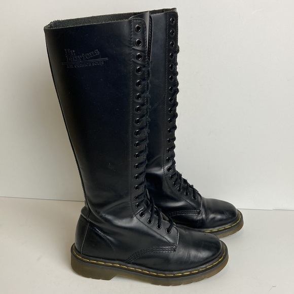 Dr. Martens 9663 Leather 20 Eye Knee High Boots Smooth Leather Black UK 5 US 7 - Picture 3 of 16